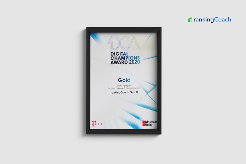 rankingCoach wint DIGITAL CHAMPIONS AWARD