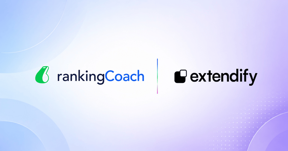 Logos von rankingCoach und Extendify nebeneinander