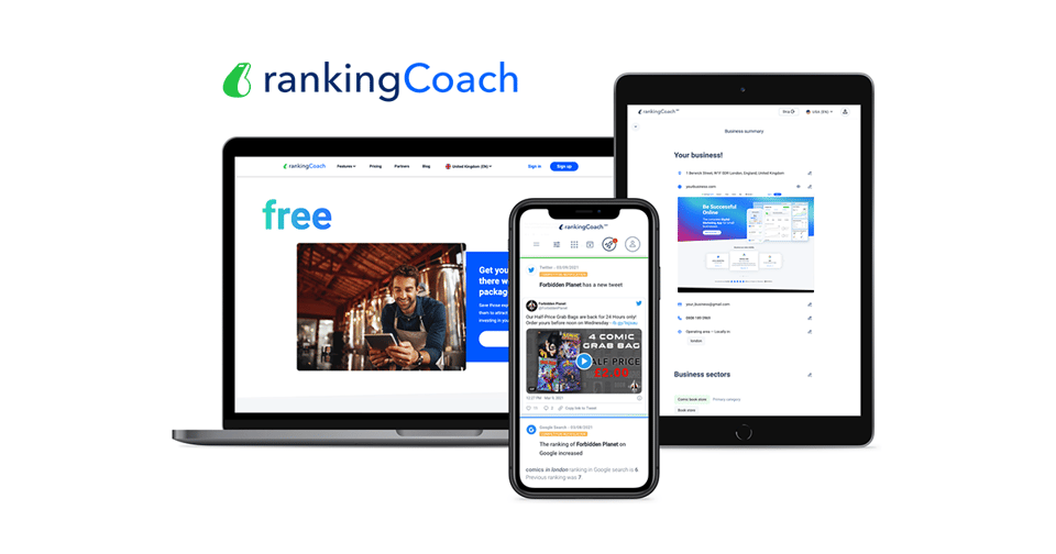 Edycja FREE rankingCoach na laptopie, tablecie i smartfonie.