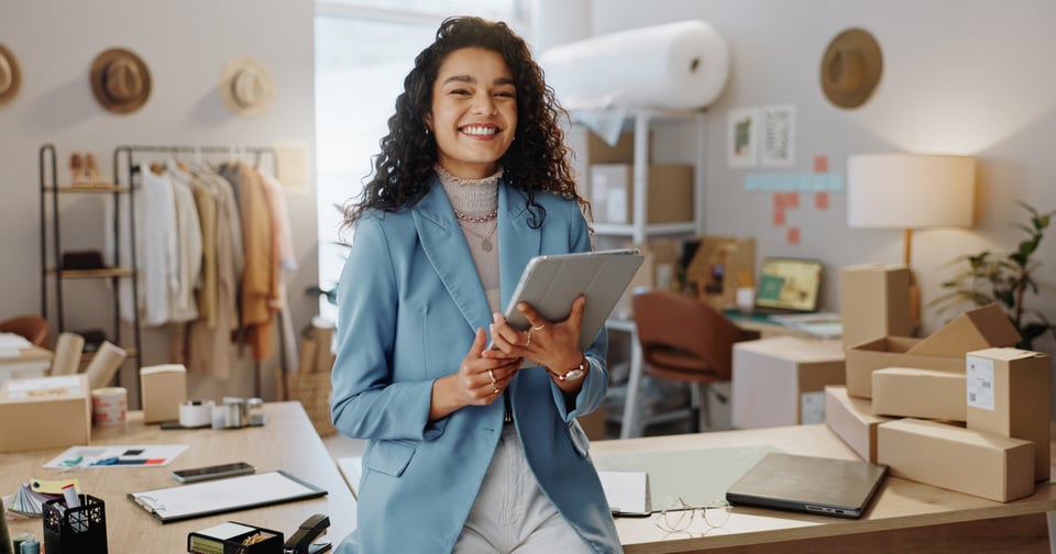 female business owner optimizing online presence